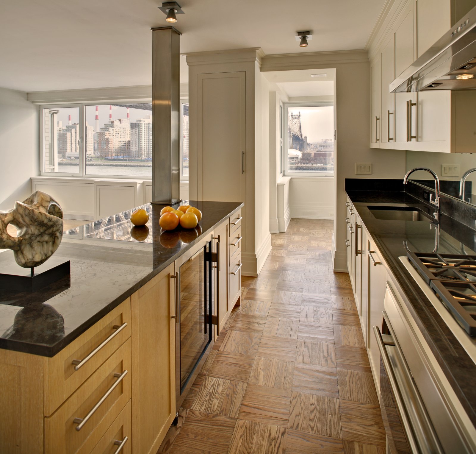 Sutton Place pied-a-terre luxury apartment renovation by Godwin Residential Construction featuring custom storage and thoughtful design Manhattan NYC